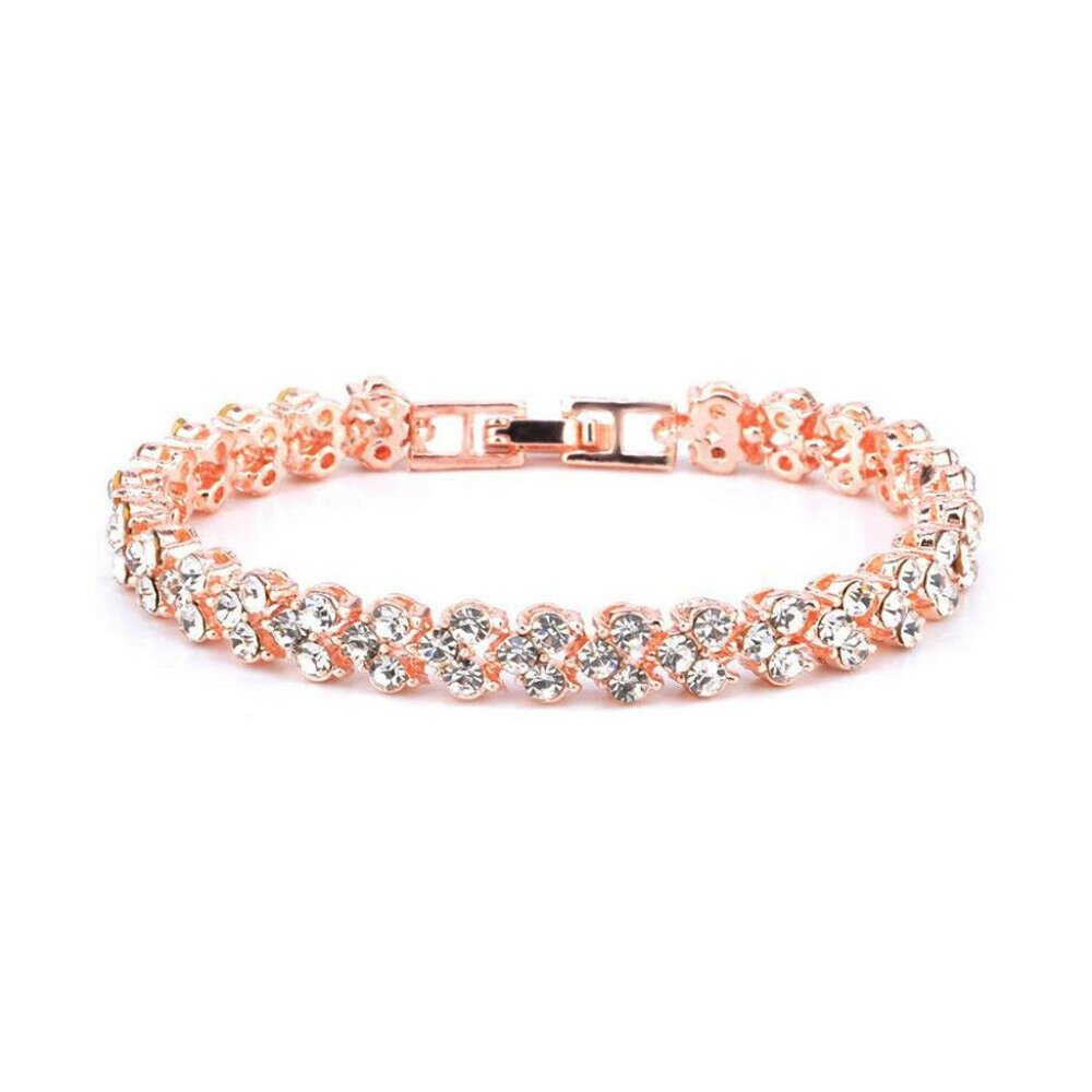 18K Rose or White Gold Silver Plated 7.5in Tennis Bracelet 3mm Round CZ Stones - Picture 2 of 5